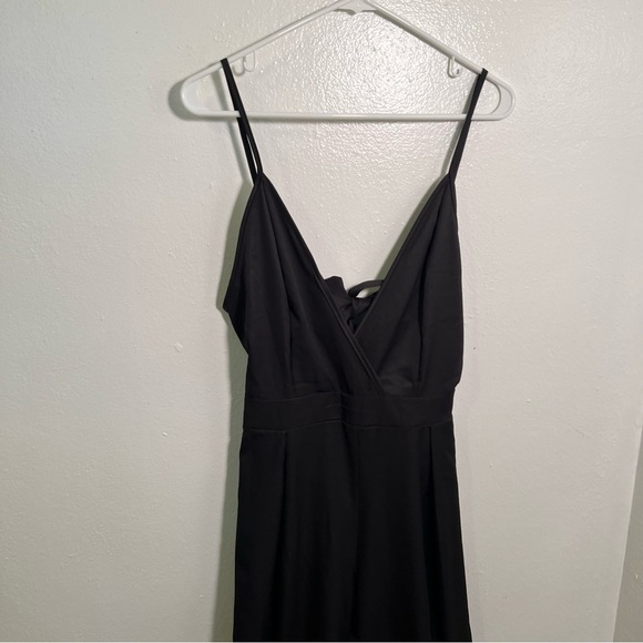 Sleeveless Black Jumpsuit Surplice Neck Tie Back M - Picture 3 of 9